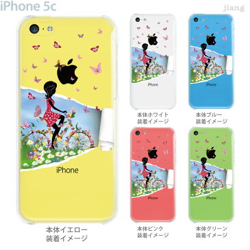 iPhone5c ケース カバー iPhone クリアカバー スマホケース クリアケース クリア ハードケース ハードカバー イラスト Clear Arts サイクリングガール 蝶　01-ip5c-ca0083