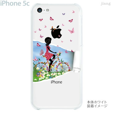 iPhone5c ケース カバー iPhone クリアカバー スマホケース クリアケース クリア ハードケース ハードカバー イラスト Clear Arts サイクリングガール 蝶 01-ip5c-ca0083