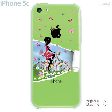 iPhone5c ケース カバー iPhone クリアカバー スマホケース クリアケース クリア ハードケース ハードカバー イラスト Clear Arts サイクリングガール 蝶 01-ip5c-ca0083