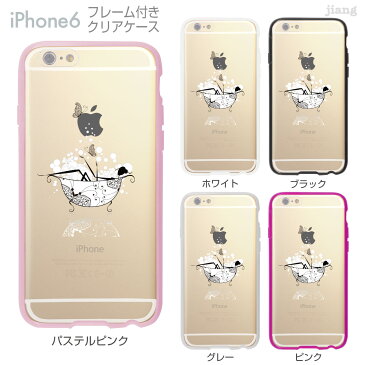 iPhone6s iPhone6 ケース バンパー カバー スマホケース クリアケース ハードケース ジアン jiang 着せ替え イラスト かわいい Clear Arts バブルバスに蝶々 01-ip6-f0212