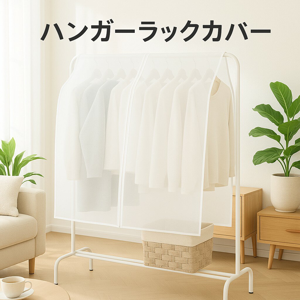 ハンガーラックカバー 衣類カバー 洋服カバー 衣類収納カバー 無地 半透明 防塵 防虫 通気性 防湿 90cm 110cm 幅 コートハンガー パイプハンガー ...