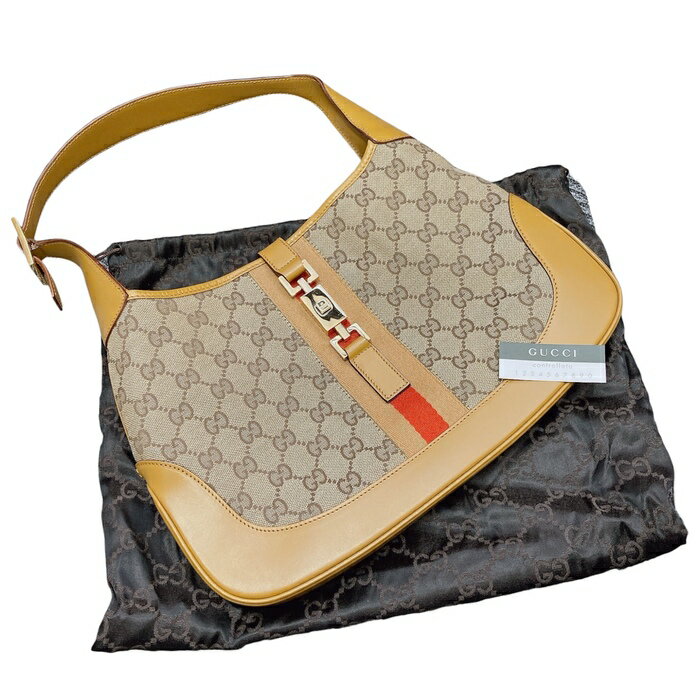 GUCCI グッチ ジャッキー GGキャンバス ジャッキー ワンショルダー セミショルダーバッグ シェリーライン ベージュ ヴィンテージ BEG Bag 001 3306 1956 aa0701001