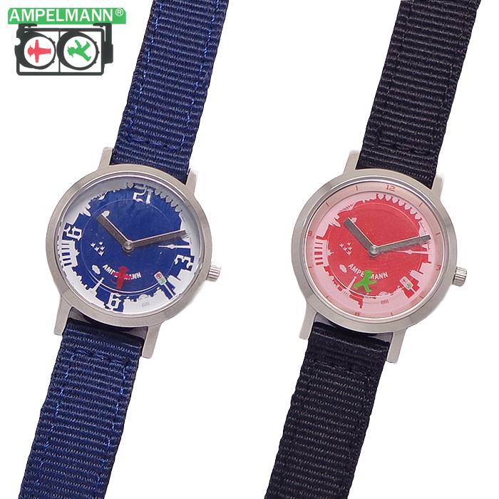 アンペルマン 腕時計 レディス キッズ メンズ ウォッチ AFB2041 クォーツ 3針 ディスク秒針 ナイロン ドイツ 信号機 止まれ 進め 三頭身 ピクトグ...