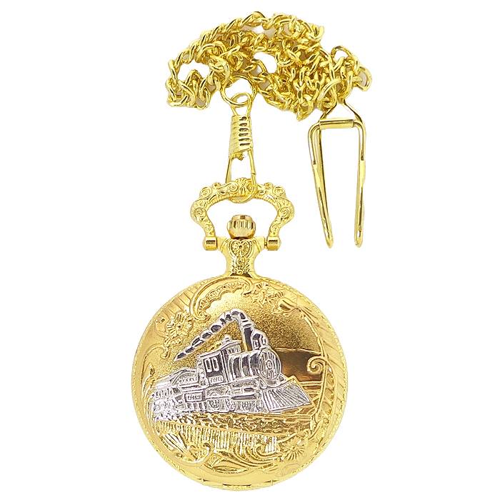 懐中時計 蓋付 ポケットウォッチ VR-PWLID-GD チェ−ン フック 3針 時 分 秒 クォーツ ゴールドカラー 送料無料