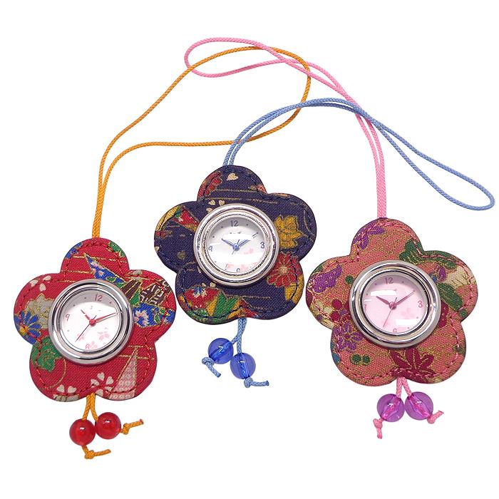 和柄 お花 ストラップ ウォッチ 花びら WGW かわいい 時計 懐中時計 おしゃれ バッグチャーム レディス 紐ストラップ レディース キッズ サンフレイム