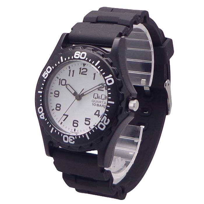 メンズ腕時計 シチズン時計 Q&Q 10気圧防水 3針 V43A-500VK ポリウレタン ベルト キューアンドキュー
