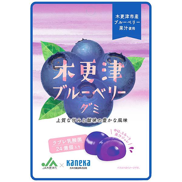 グミ 乳酸菌入り 木更津ブルーベリーグミ カネカ食品 美味しい スッキリ 上質な甘み 酸味豊か 果汁ジュレ ラブレ乳酸菌 木更津市産 ブルーベリー JA木更津市 カネカ食品 共同開発 二重構造グミ