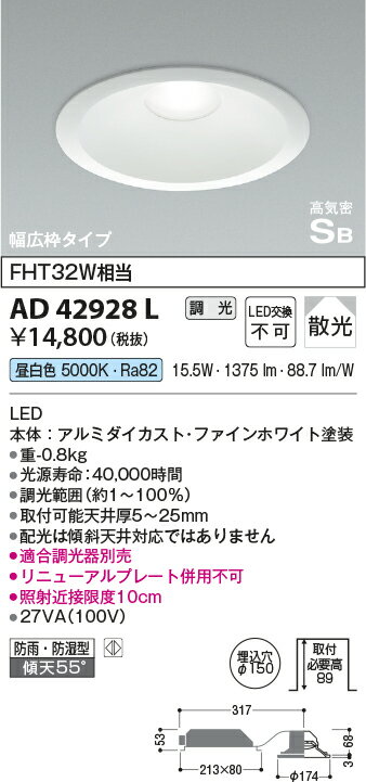 コイズミ照明 AD42928L LED一体型パ...の紹介画像2