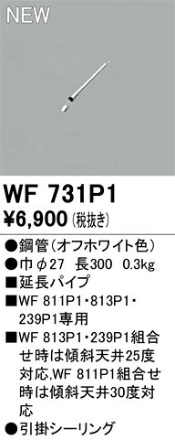 オーデリック WF731P1 シーリングファン用部材 延長パイプ [パイプ吊り器具専用] 30cm 照明器具部材 [2]