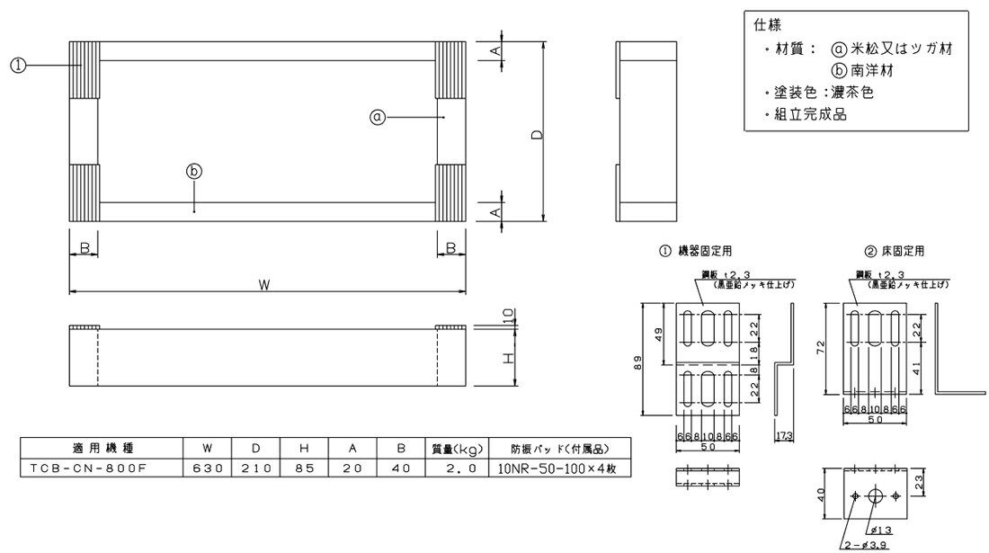 日本キヤリア TCB-CN-800F 業務用エアコン 床置形用木台 部材