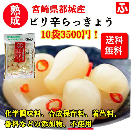 ピリ辛らっきょう（上沖産業）90g×10袋【送料無料】【宮崎産】