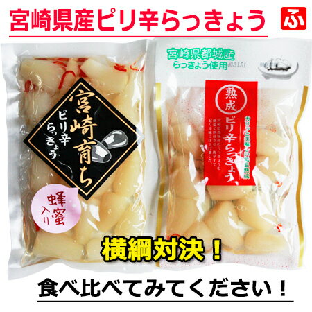 宮崎県産ピリ辛らっきょう横綱対決！！ 大薗漬物130g　vs 上沖産業80g【送料無料】