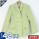 【中古】古着 GIANFRANCO EBEYER イタリア製 ダブルボタンジャケット サイズ42(L) ライトグリーン系 レディース◆151v05