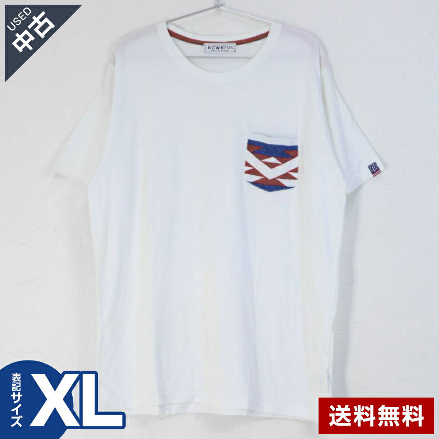 乐天商城 - 【中古】古着 RCWB クルーネック 半袖Tシャツ XLサイズ メンズ ホワイト 胸ポケット ロデオクラウンズ セール 一点物 送料無料 ◆151v28