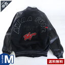 【中古】古着 AKIRA FUSE 布施明 ワッペン ウールスタジャン Mサイズ 本革袖 ブラック ヴィンテージ 中央スポーツ服装◆244h18