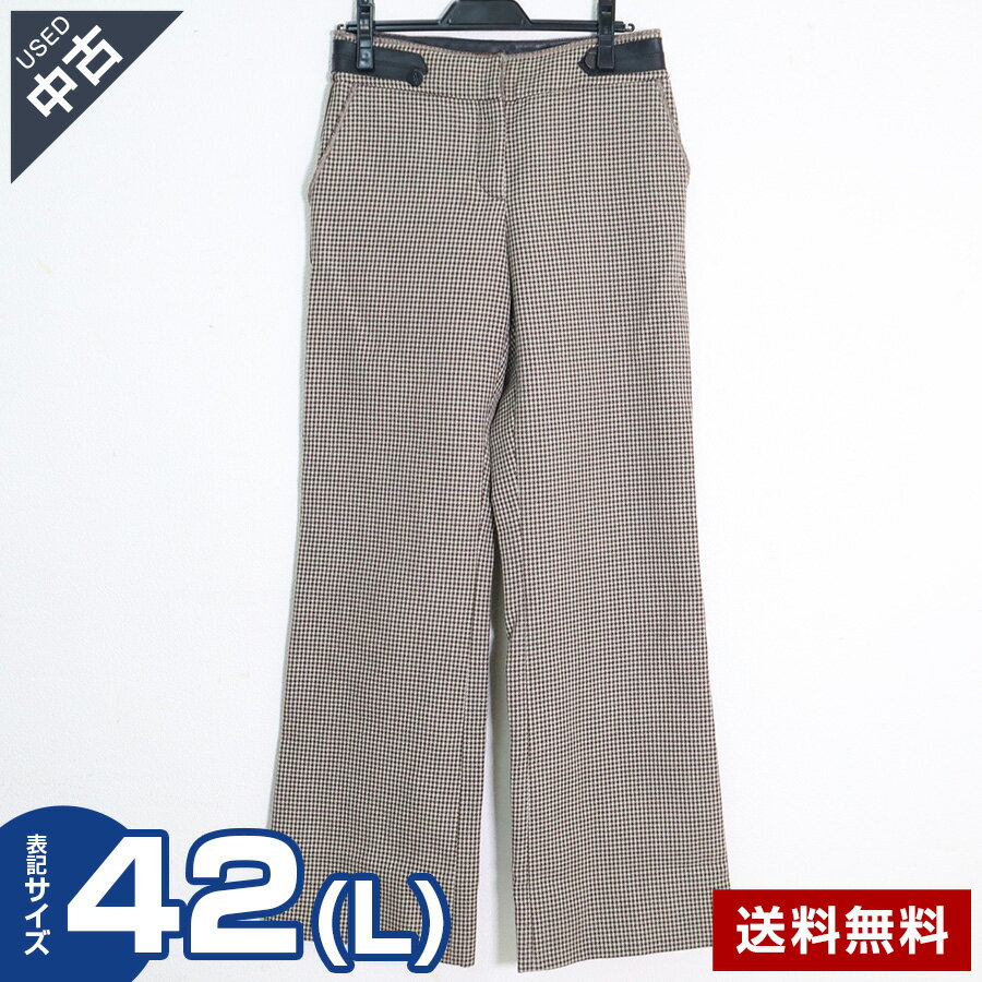 乐天商城 - 【中古】古着 TOD'S トッズ ウールワイドパンツ サイズ42(L) 千鳥格子 レディース◆287h30