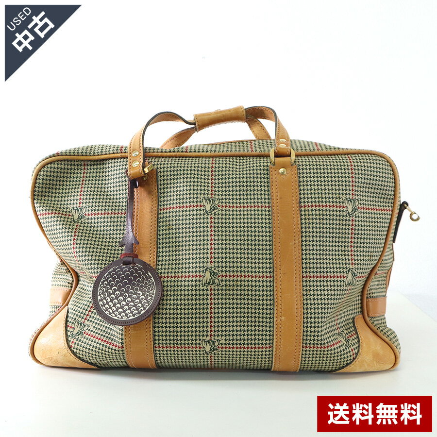 【中古】古着 イタリア製 Mark Cross ボストンバッグ 千鳥柄 ビンテージ マーククロス◆288h03