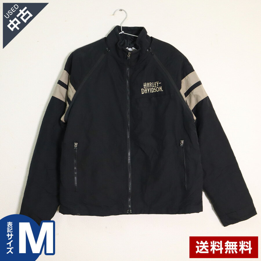 樂天商城 - 【中古】古着 ハーレーダビッドソン 中綿入ブルゾン Mサイズ バックロゴ刺繍 ブラック ジャケット ビンテージ HARLEY DAVIDSON◆292h51