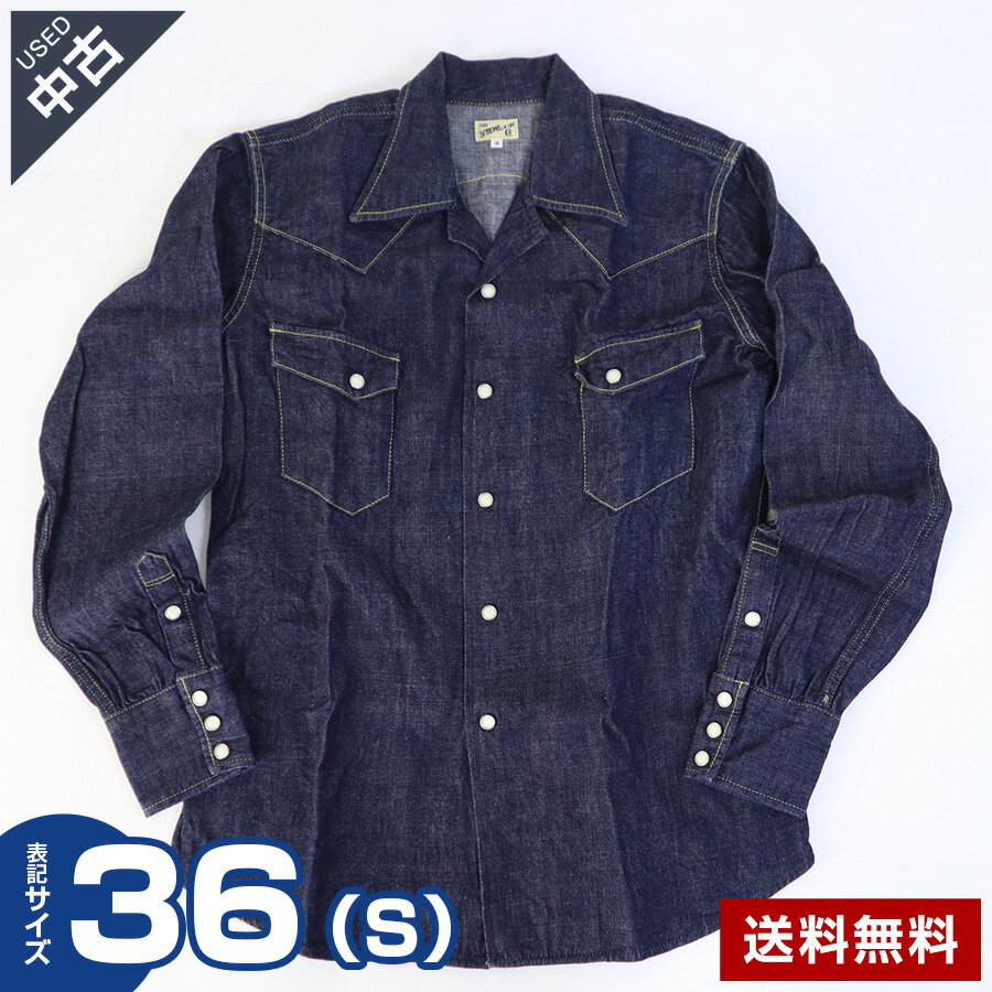 乐天商城 - 【中古】古着 THE Y.M.WALK ON デニム長袖シャツ サイズ36(S) メンズ ネイビー ウォークオン ◆309v03