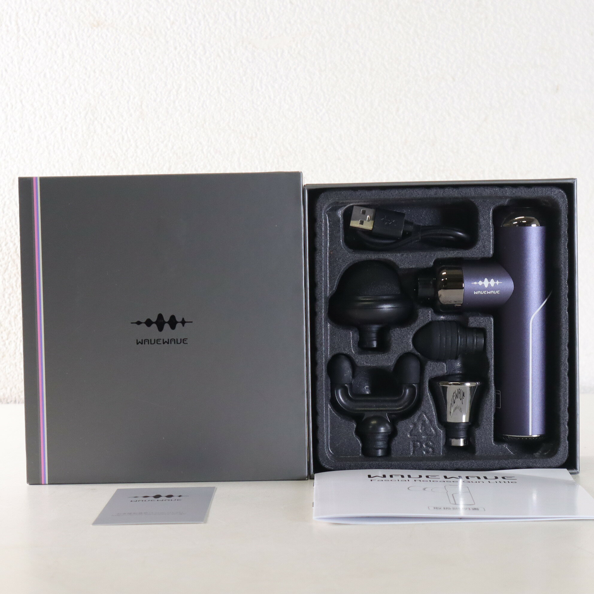 【アウトレット】 WAVEWAVE マッサージガン LITTLE パープル WAVEWAVE-2301-GL-PL リフレッシュガン ハンディ 振動マシン 小型 軽量 ミニ マッサージ器 筋膜リリース 静音 肩こり 足 腰 未使用品 ◆100c38