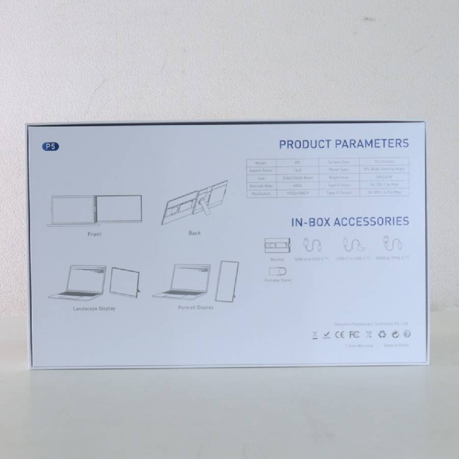 【アウトレット品】ノートPC拡張モニター 15.6インチ モバイルモニター フルHD FHD (ブラック） P5 全サイズ対応 60Hz USB-C IPS非光沢 軽量 薄型 画面拡張 デュアルモニター☆338h03 - Image 2