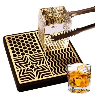 透明なアイスキューブ用真鍮製アイスキューブインプリンタ カクテルとウイスキー用アイススタンプトレ..