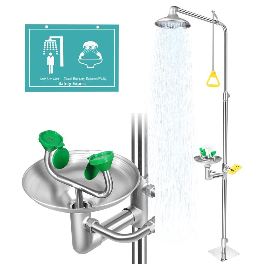緊急用シャワー式洗眼器 一体 スタンド式 304ステンレス 緊急洗眼 目を傷つけない 業務用 実験/研究室/..
