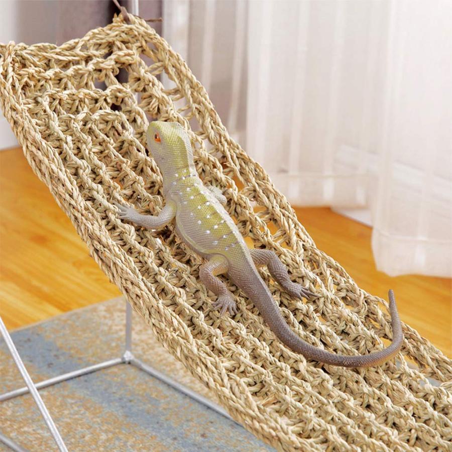爬虫類ハンモック ペットマット トカゲ 小動物用寝具 ペットハンモック 草織りハン...