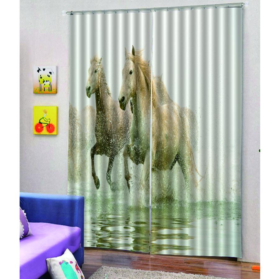 樂天商城 - 馬3Dの印刷窓の遮光カーテンは寝室140x100cmのためにドレープ