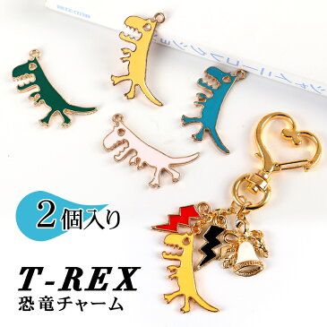 恐竜チャーム　T-REX 全4色【メール便対応】キーホルダー 男の子 ピアス　イヤリング　アクセサリー　チャーム クラフト　手作り