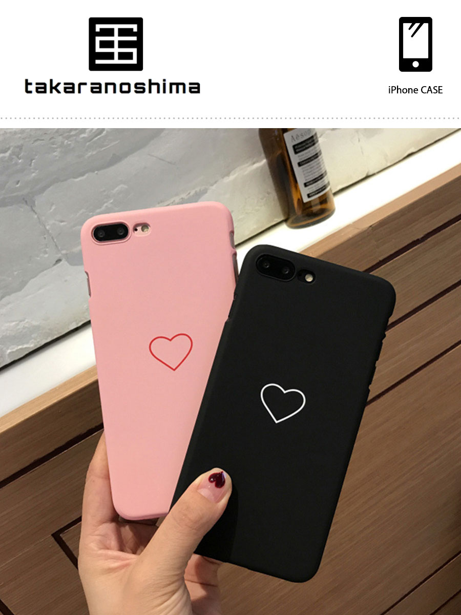 iPhone Case Heart Simple Black Pink iPhoneケース ハート シンプル ブラック ピ...