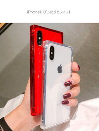 iPhoneDesignCaseTPUSquareCleariPhoneケーススクエアクリアピンクレッドブラックシンプルおしゃれスタイリッシュアイフォンXRXsMaxXsX8787プラスブランドデザインスマートフォンスマホケーススマホカバーアイフォンケース