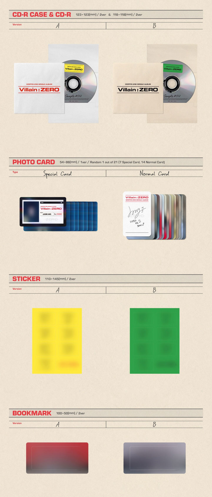 【6/16 韓国発売】【予約販売】【初回限定ポスターなしCDのみ】DRIPPIN ドリッピン 2ND SINGLE ALBUM【Villain ZERO】2集 シングル アルバム 韓国音楽【送料無料】