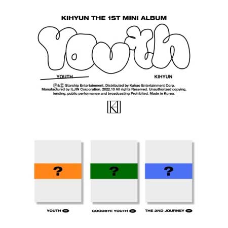 楽天takaranoshima 楽天市場店【10/25 韓国発売】【3種 セット】KIHYUN キヒョン 1ST MINI【YOUTH】1集 ミニ アルバム【YOUTH ver.】【GOODBYE YOUTH ver.】【THE 2ND JOURNEY ver.】MONSTA X モンスタエックス メンバー CD アルバム 韓国音楽 チャート反映【韓国版】【送料無料】