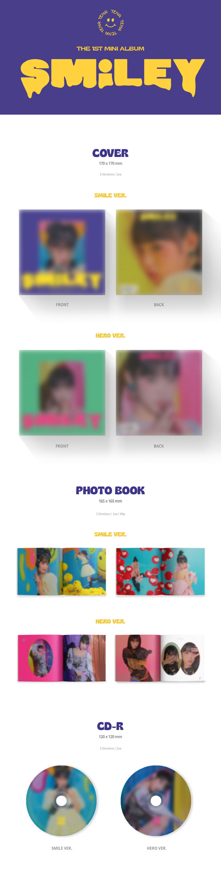 【2/10発売】【2次予約販売】 CHOI YENA チェ イェナ 1ST MINI ALBUM 【SMiLEY】スマイリー 1集 ミニ アルバム IZ*ONE アイズワン 元 IZONE YUE HUA 韓国音楽【送料無料】