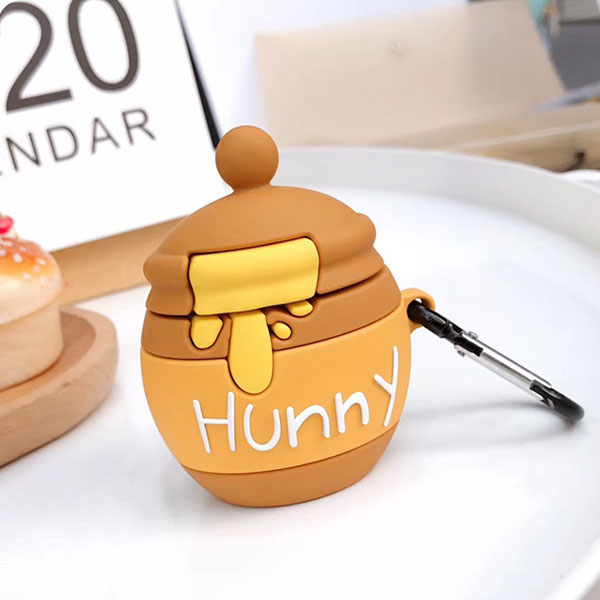 AirPods Honey Pot Case エアーポッズ ハニーポット 蜂蜜 はちみつ シリコーン ゴム ケース エアーポッズ エアポッズ ストラップ リング 海外 輸入 韓国 ファッション 立体的 可愛い ユニーク アイフォン デザインケース エアーポッズケース エアーポッズカバー