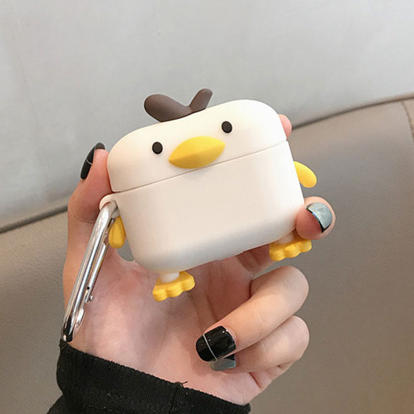 AirPods Pro Chick Case エアーポッズ ひよこ シリコーン ゴム ケース エアーポッズ エアポッズ ホワイト イエロー ワイヤレス イヤホン 海外 輸入 韓国 ファッション 立体的 可愛い ユニーク アイフォン デザインケース エアーポッズケース エアーポッズカバー