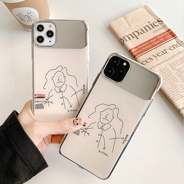 iPhone Fashion Sketch Mirror Case iPhoneケース スマホケース ミラー 鏡 アート スケッチ おしゃれ シンプル 大人可愛い 韓国 SE2 11 11 Pro 11 Pro Max XR Xs Max Xs X 8 7 8 7プラス アイ…