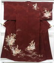 ビッグセール最大半額!【中古】【着物】付下げ 一つ紋 流水に草花文 身丈約155cm 裄丈約63cm r7z05-406【リサイクル】宝の山