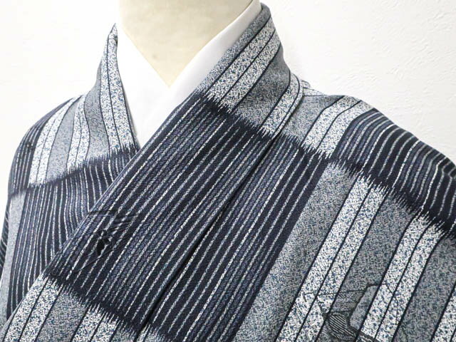 お買い物マラソンセール最大70%OFF【中古】リサイクル着物 小紋 二部式 比翼衿付き 変わり縞文 未使用品 身丈約52.5cm 裄丈約62cm sok7z06-12【リサイクル】宝の山