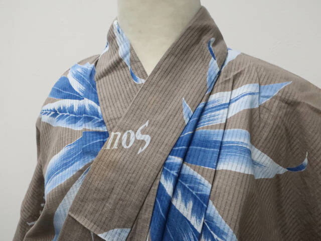 【中古】 リサイクル着物浴衣綿絽葉...