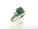 【中古】アクセサリー 指輪 PT900 エメラルド1.06カラット ダイヤ0.29カラット 17号 刻印入り 鑑別書付 kyo7w06-610【リサイクル】宝の山
