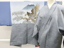 【中古】リサイクル着物 男物 紬 アンサンブル 鷲・富士山 正絹 身丈約138.5cm 裄丈約67cm sok7z07-38【リサイクル】宝の山