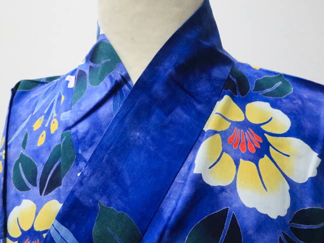 【中古】【着物】 浴衣 コーマ地 花文 身丈約154cm 裄丈約69.5cm kyo7z04-109【リサイクル】宝の山