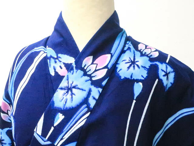 【中古】【着物】 浴衣 昭和レトロ 花文様 身丈約155cm 裄丈約62.5cm kyo7z04-172【リサイクル】宝の山