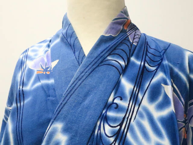【中古】【着物】 浴衣 コーマ地 蝶文 KANSAI 身丈約160cm 裄丈約65.5cm kyo7z04-98【リサイクル】宝の山