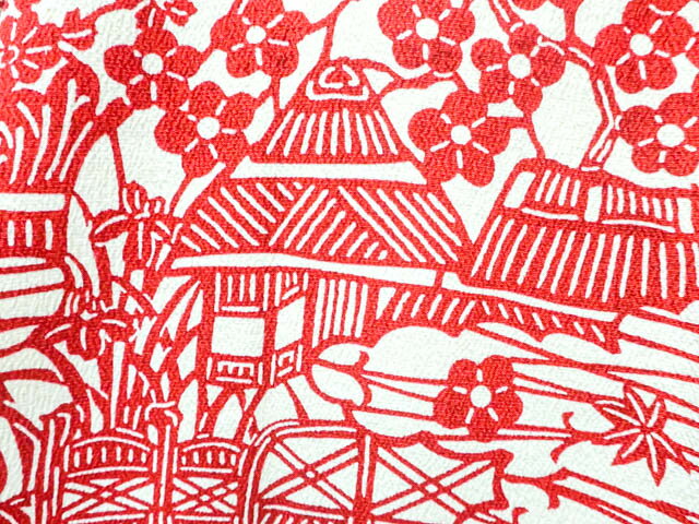 【中古】【着物】 セミアンティーク 羽織 古典風景文 羽織紐付き 身丈約84.5cm 裄丈約65cm kyo7z05-484【リサイクル】宝の山