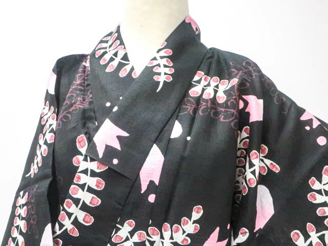 【中古】【着物】 浴衣 花柄 お洒落 身丈約162cm 裄丈約66.5cm kyo7z05-491【リサイクル】宝の山