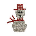 クリスマス スノーマン 雪だるま ブローチ ラインストーン ギフト プレゼント