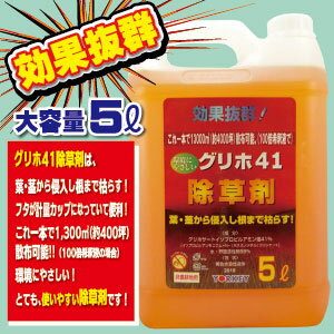 ヨーキ産業　除草剤　グリホ41　液剤5L徳用サイズ5L